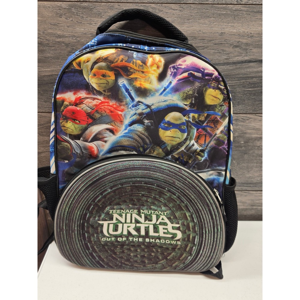 Nickelodeon TMNT Out of the Shadows‎ Kids Backpack Blue Black Ninja Turtles 16in